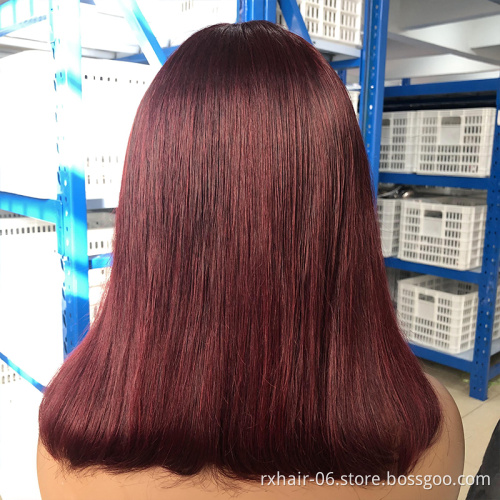 Hot Sale Brazilian Hair Cuticle Aligned Bob Lace Human Hair Wig,13X4 Lace Front Closure 350 Orange Color Wig For Black Women